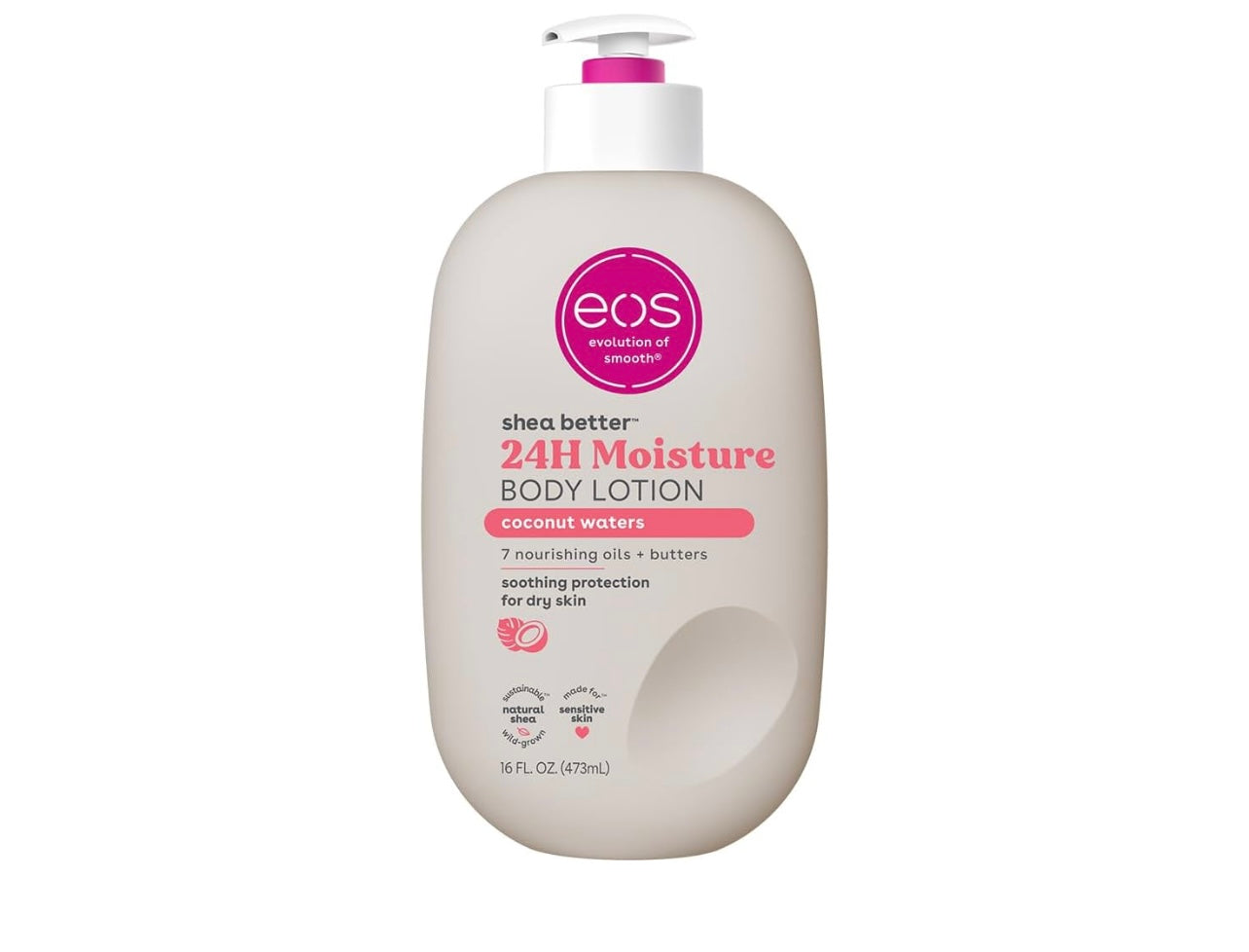 eos Bodylotion met sheaboter en kokoswater, 24-uur hydraterende huidverzorging, licht en niet vet, gemaakt met natuurlijke sheaboter, veganistisch, 473 ml